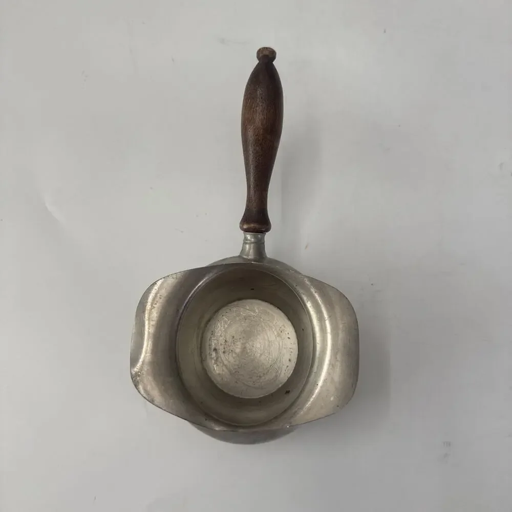 VTG Web Pewter 1175 Double Spout Butter Brandy Candy Warmer Wood Handle - Picture 4 of 12
